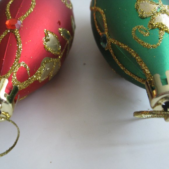 Irish Ireland Shamrock Teardrop Christmas Ornament Set of 2 Red Green Gold - Picture 11 of 14